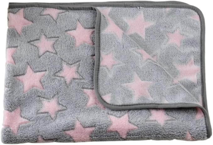 Dog Bed Mat Blanket Soft Cozy Pet Cushion for Small Large Dogs Spring Autumn Warm Travel Mats French Bulldog Chihuahua Supplies (Pink Star,80 x 100cm)