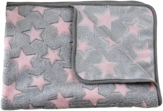 Dog Bed Mat Blanket Soft Cozy Pet Cushion for Small Large Dogs Spring Autumn Warm Travel Mats French Bulldog Chihuahua Supplies (Pink Star,40 x 60cm)