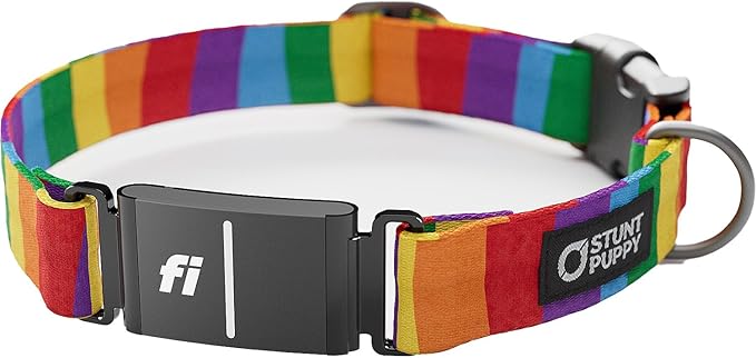 Stunt Puppy Dog Collar, Fi Series 3 and 3+ Ready, Rainbow, Large - Compatible with Fi GPS Device (Not Included)