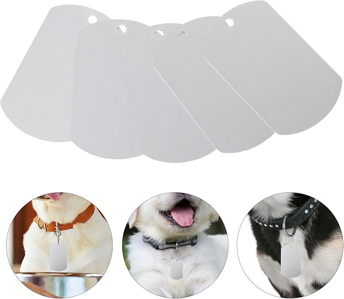 Alasum 20pcs Blank Aluminum Dog Tags 38x25mm Silver Metal Pet Id Tags for Engraving Sturdy Pet Supplies for Dogs and Puppies