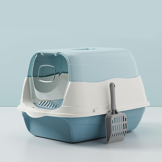 Large Enclosed Cat Litter Box with Lid, Scoop, Enclosed Potty, Anti-Splashing Toilet, Kitty Covered Litter Boxes for Cats Litterbox Including Litter Scoop for Indoor Use Cat Owners Gifts