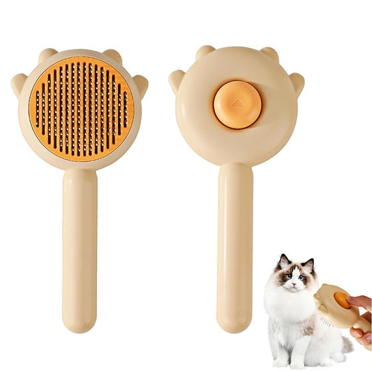 Cat Grooming Brush,Self Cleaning Slicker Brushes for Dogs Cats Pet,Grooming Brush Tool Removes Loose Undercoat Mats Short or Long Pet Tangled Hair (Yellow)