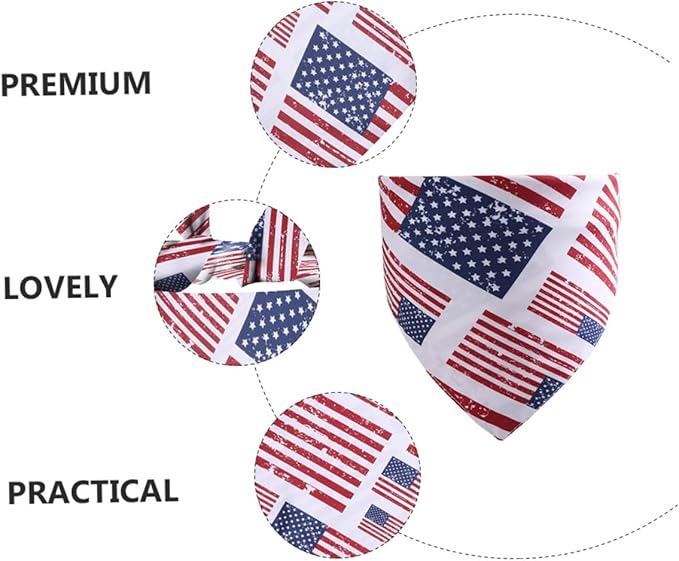 Kisangel Patriotic Pet Bandana and Bib with American Flag Print, Triangle Scarf for Dogs and Cats, Festival Dog Supplies for Independence Day Celebration