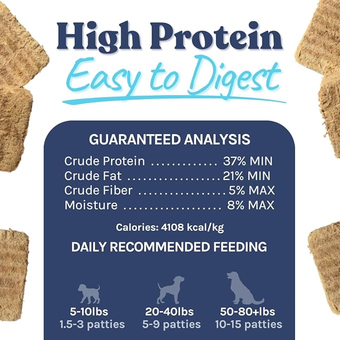 healthybud Raw Dog Food, Freeze Dried Turkey Patties, Grain Free Puppy Food, Human Grade, High Protein, Dehydrated Real Meat Dog Treats & Toppers, 14.1 oz