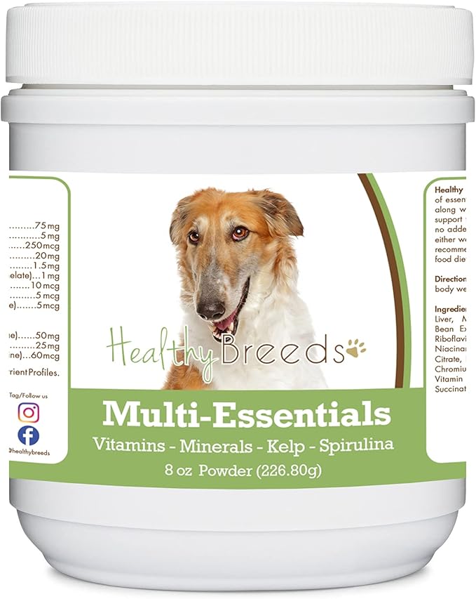 Healthy Breeds Borzois Multi-Essentials Powder for Dogs - an Ideal Supplement of Vitamins, Minerals & Antioxidants for Your Dog - 8 oz
