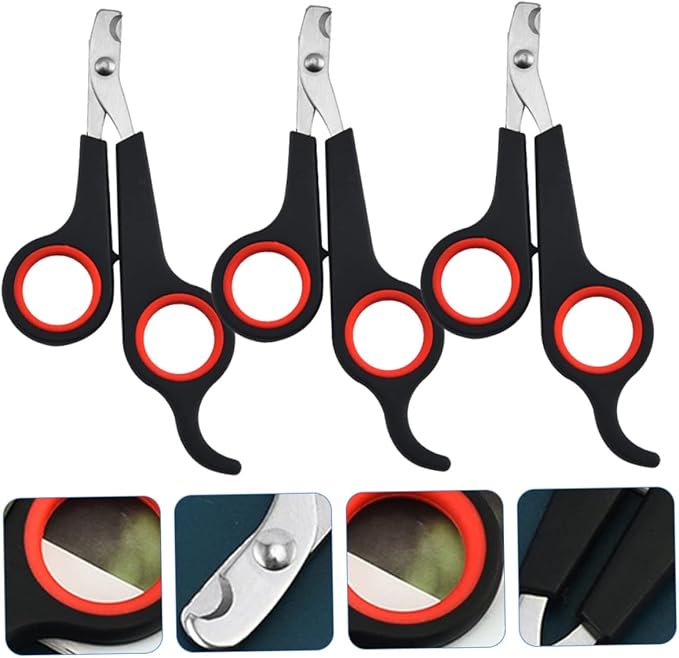 YARNOW 3pcs Ergonomic Stainless Steel Pet Nail Clippers Portable Dog Cat Nail Trimmers for Safe Grooming Non- Handle for Easy Use for Breeds