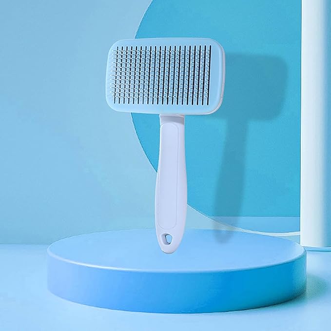 Self Cleaning Slicker Brush - Skin Friendly Deshedding Grooming Tool for Dogs & Cats, Suitable for Shedding & Haired Pets, with Pet Supplies Accessories, Blue