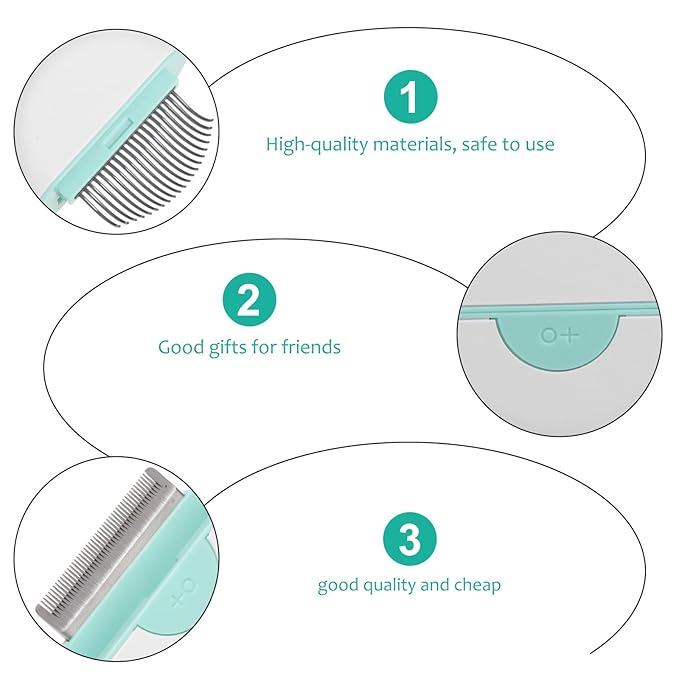 Cat Hair Removal Comb and Grooming Stripping Tool Mint Green Plastic Cat Cleaning Comb for Shedding Control Suitable and Pet Hair Maintenance