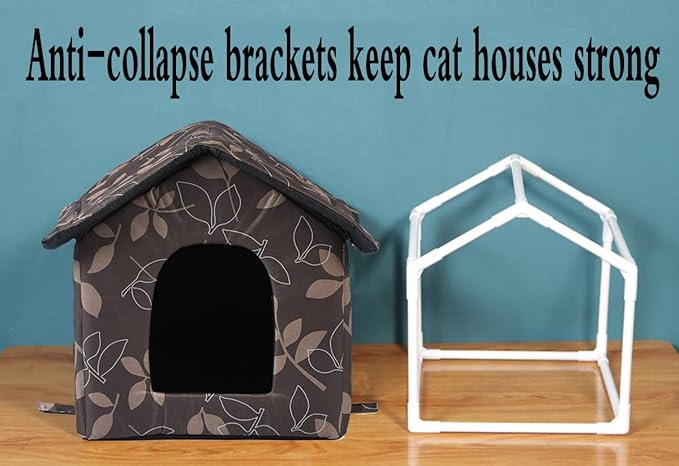 Outdoor Cat House Cat House for Outdoor and Indoor Use - Waterproof Shelter for Cats, Dogs, and Feral Animals (Brown, Large)