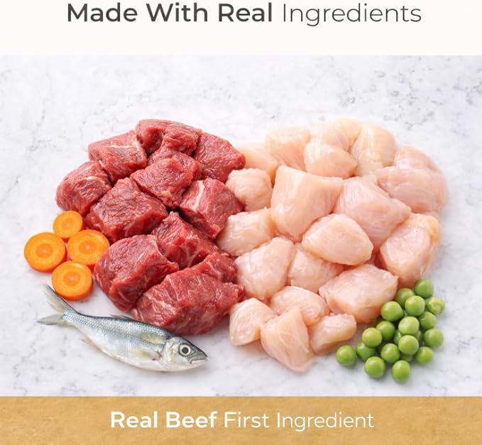 Grain Free Small Breed Beef & Chicken Dinner Adult Wet Dog Food - Fish Oil Omega 3 Fatty Acids - High Protein No Corn Wheat Soy - Real Vegetables Carrots Peas - Healthy Skin Coat - 3.5 oz Cup