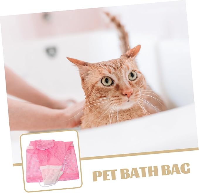 Multi Function Cat Grooming Bag for Bathing Nail Trimming Veterinary Care Durable Fast Dry Wear Resistant Mesh Pouch with Pull Rope Buckle Strap for Easy and Control