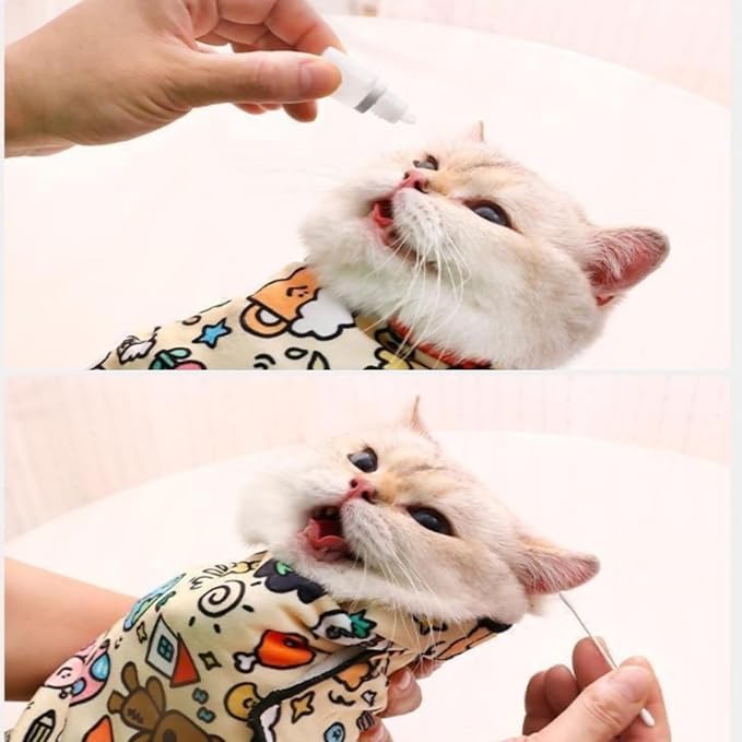Cat Grooming Wrap, Self-Adhering Pet Wrap Soft Cat Swaddle for Cutting Nails Pet Restraint for Nail Clipping Anti-Scratch and Anti-Escape Calming Blanket (L (27.6×27.6in))