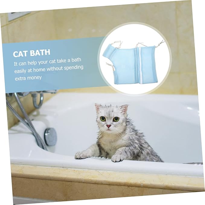 SUPVOX Cat Grooming Bath Bag Reusable Netting Bag Pet Wear-Resistant Polyester for Cats