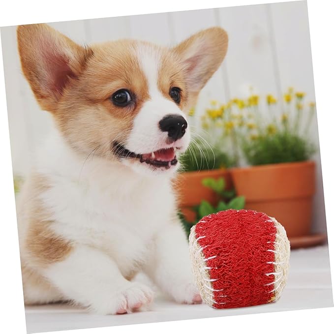 IMIKEYA 2pcs Dog Chew Natural Loofah Tennis Balls Sturdy Puppy Chewing Training Supplies Interactive Pet Balls for Dog Play and Fetch Random Color
