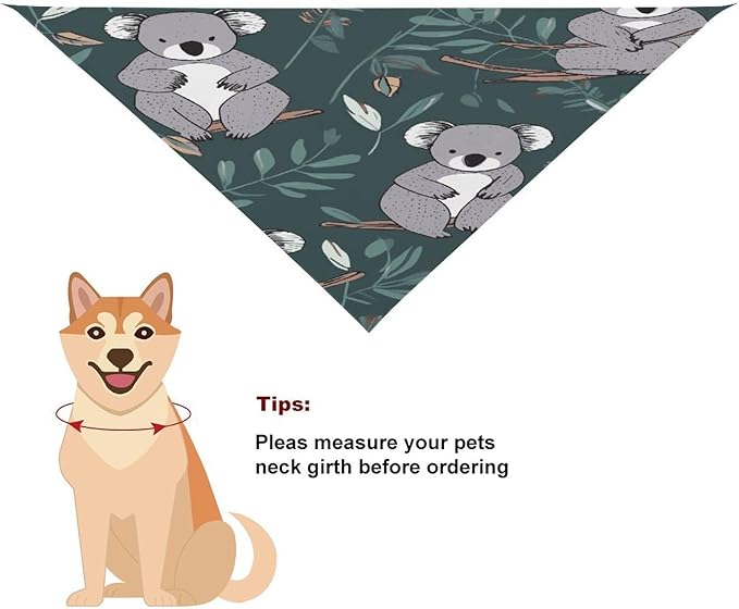 Dog Bandana Spring Pet Scarf Adjustable Triangle Lovely Koala Printing Dog Bib Washable Polyester Puppy Bandana for Small Medium Large Dogs Cat Birthday Party Supplies