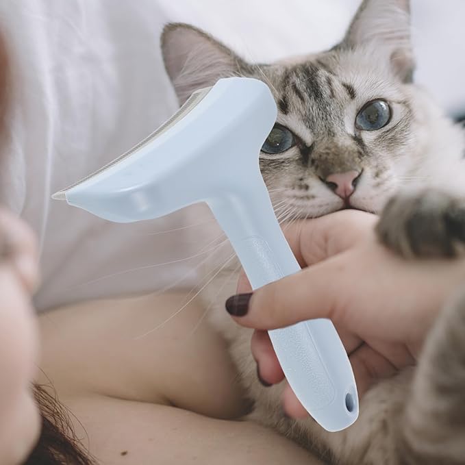 Pet Dematting Comb and Dog Shedding Brush, Large Sky-blue Undercoat Rake Hair Removal Tool for Cats and Dogs, Professional Grooming Supplies for Household Pet Hair Control