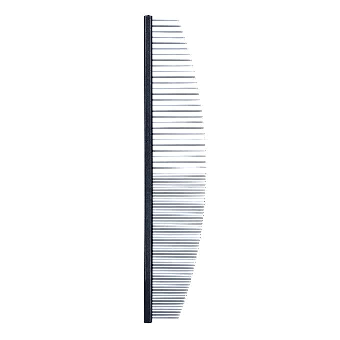 Arc Curved Cat Dog Comb for Grooming Matting Metal Comb for Long Haired Cats Dog Grooming Combs, Goldendoodles Poodle Detangler Brush peine para perros Removes Knots & Flea (black,flat19cm)