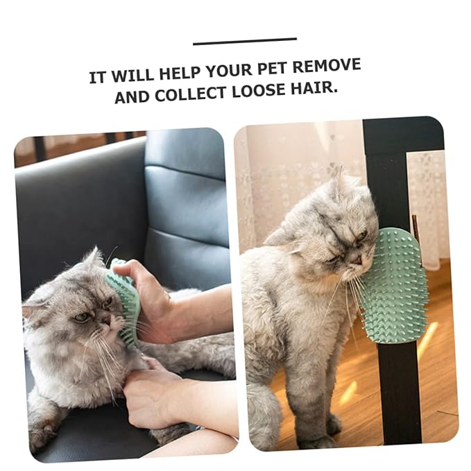 Milisten Cat Corner Self-massaging Grooming Comb Rubber Cat Massage Tool for Pet Supplies Corner Scratch Pad Safe Who Chew Random Binding