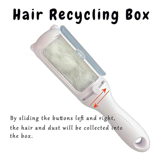 Cat Brush Pet Dry Cleaning Brush Cat Self Sticky Brush for Shedding and Grooming Long Short Hair Removal Comb with Recycling Box for Kitten Dog Rabbit Massage Roller Removes Loose Fur (White)