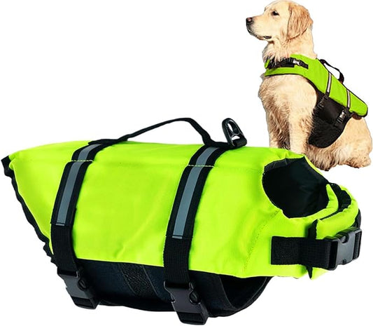 Dog Life Jacket - High Visibility Dog Life Vest, Puppy Rescue Vests, for Swimming & Boating Polyester Pet Supplies for Pool Lake Kayaking Large Small Breeds Puppy Doggy Pool Dock Beach