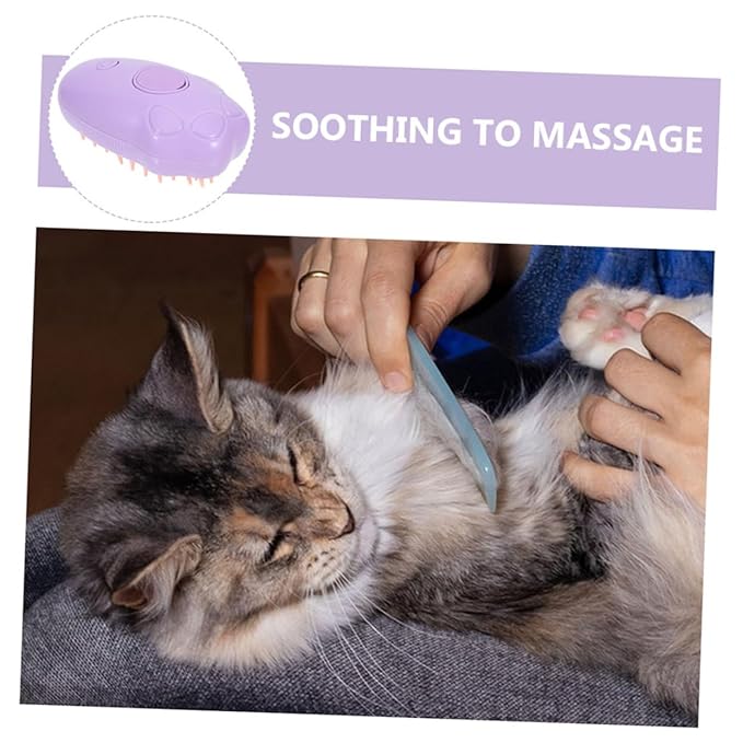 HEMOTON 2pcs Pet Steam Brush for Cats Dogs Self-cleaning Grooming Tool Massage Function Material Bath Brush for Travel Everyday Use