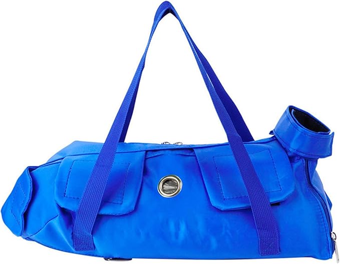 Cat Restraint Bag, Scratch-Resistant Nylon Cat Grooming Bag with Zipper & Paste Tape, Adjustable Multifunctional Cats Carry Bag for Administering Eye Drops, Ear Cleaner, Clipping Nails (Blue_L)