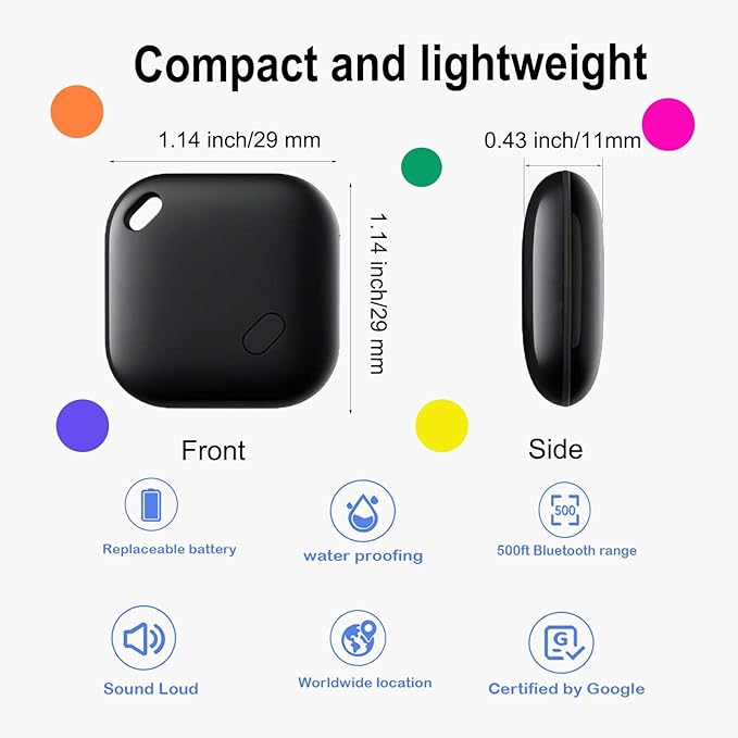 Bluetooth Tracker for Android-1 Pack,Anti-Lost tag for Android Phones with One-Year Battery Life(Replaceable),Works with Google Find Hub App,for Keys, Wallet, Pets & Luggage
