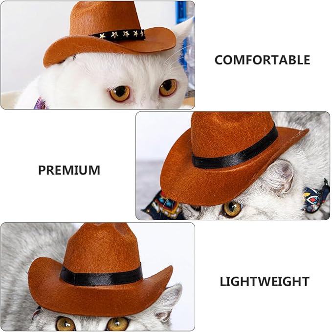 Pet Dog Hat Cat Cowboy Hat Decorative Black Ribbon Plush Band Medium Size Party Headwear for Dogs and Cats Pet Supplies