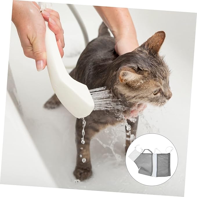 Cat Bath Net Bag Adjustable Cat Grooming and Washing Pouch for Stress Bathing Material Easy Drainage and Quick Drying