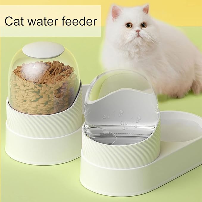 1 Set 2000ml Cat Food Feeder,Dry Wet Separation Large Capacity Durable Safe Anti Overturning,for Small or Medium Size Dogs Cats Pet Supplies White Sets
