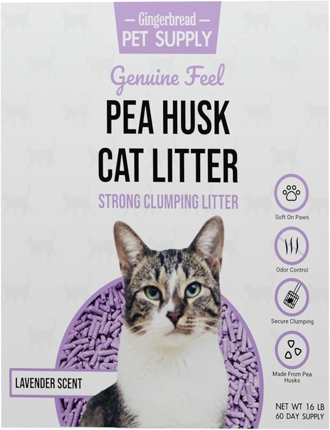 Premium Pea Husk Scented Cat Litter for Happy and Healthy Cats. (15 lbs)(Lavender)