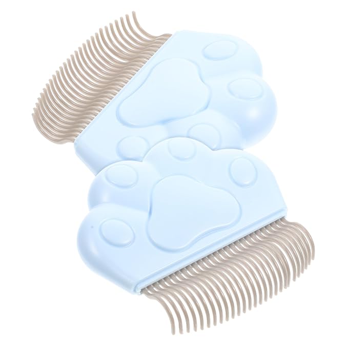 2pcs Cat Grooming Combs for Pet Hair Removal High Density Curved Daily Use for Cats and Dogs Gentle Skin Blue Color