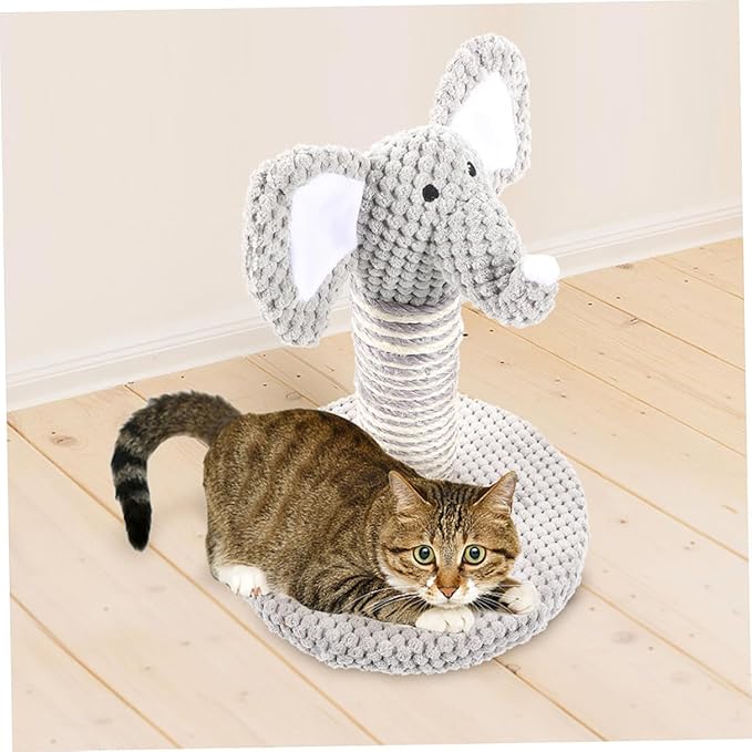 BESPORTBLE 2pcs Cat Scratching Post Kit with Sisal Claw Scratcher and Small Elephant Zebra Design Indoor Floor Cat Climber for Kittens Decorative Reusable Pet Furniture