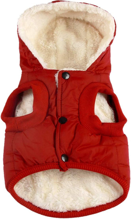 Dog Hoodie in Winter for Medium Dogs Jacket Pet Coats with Hooded, Red L