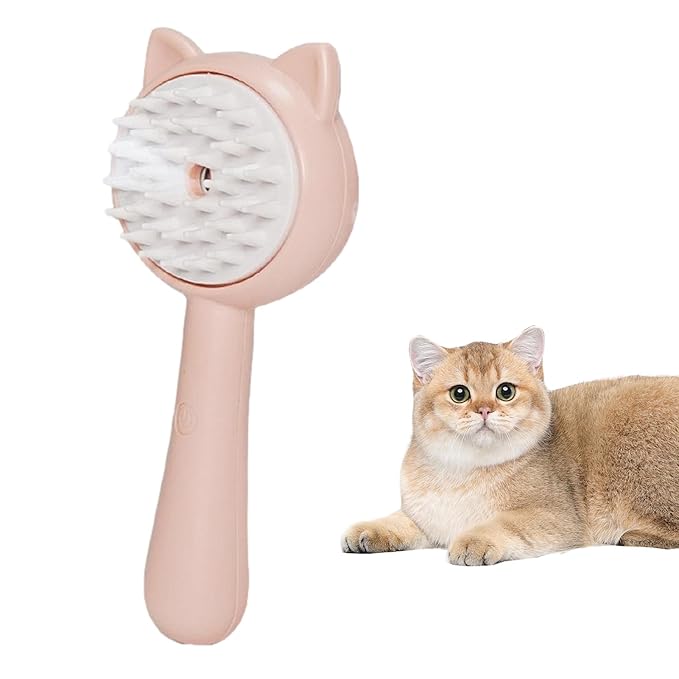 Steam Brush For Cats, 2 in 1 Electric Grooming Brush with Steam, Cat Brushes For Indoor Cats, Multifunctional Pet Hair Cleaning Brush, Rechargeable Massage Grooming Comb for Cat, Kitten, Puppies (B)