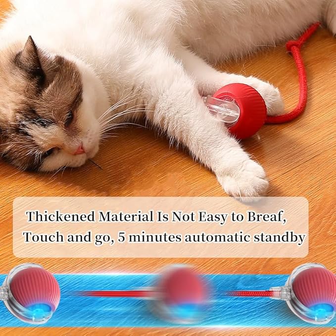 Cat Toy, 360° Automatic Rolling Smart Pet Ball Toys, Motion-Activated, Rechargeable, Four Modes, Three Speed Adjustment, Solve Your Cat's Boredom in Seconds (Grey)