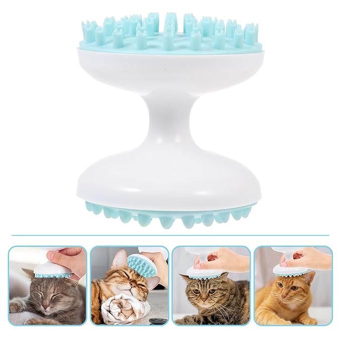 Pet Massage Brush Cat Grooming Comb Plastic Hair Cleaner Green Multifunctional Bathing Brush for Indoor Cats