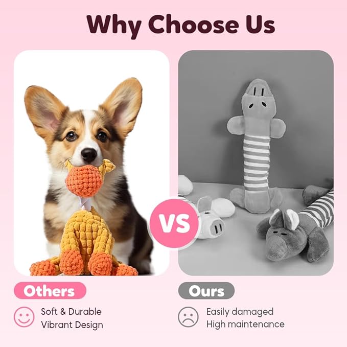 Indestructible Dog Toy, 2026 New Durable Plush Dog Toys for Aggressive Chewers, Interactive Squeaky Soft Puppy Chew Toy, Durable Teething Toys for Small Medium Large Dogs (Blue+Orange)