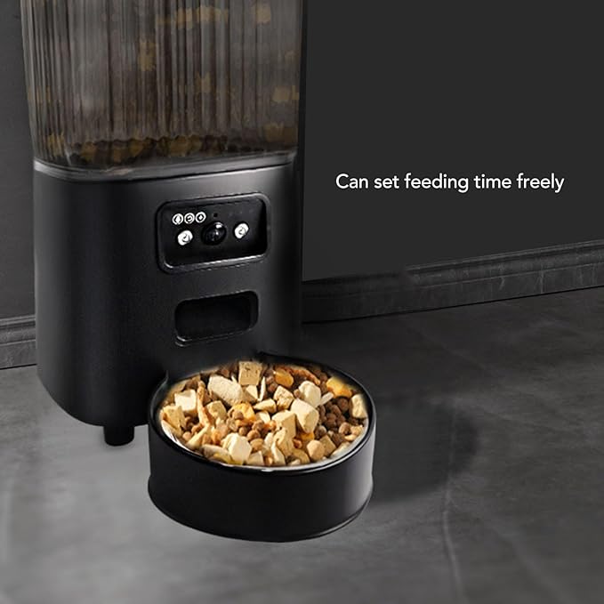 Automatic Cat Feeder,Timed Feeding Button Control Automatic Cat Food Dispenser Auto Pet Feeder with Stainless Steel Bowl for Dog Pet Indoor (Single Bowl)