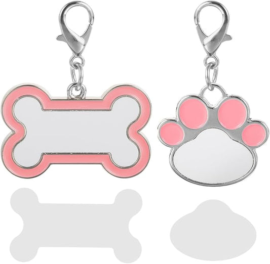 BESTYASH Sublimation Blank Pet Id Tags Set for DIY Heat Transfer Bone and Paw Shape for Dogs and Cats Sturdy Pet Supplies Accessory