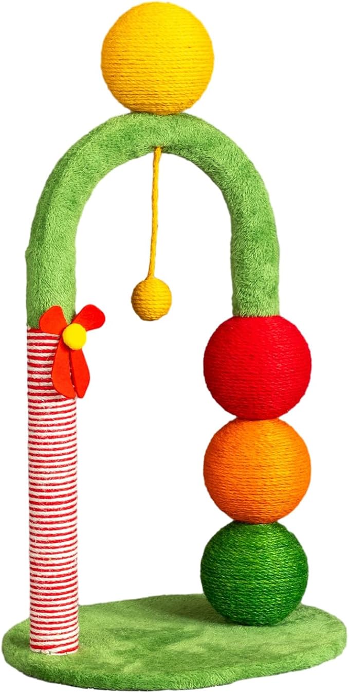 Outvita 29in Cat Tree Tower with Sisal Scratcher Balls, Cute Holiday Scratching Post with Danging Ball for Indoor Cats