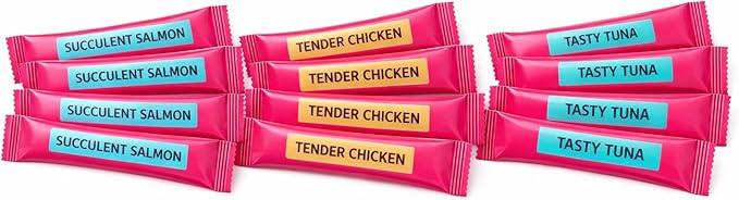 Lickable Cat Treats Squeeze Up – Puree Tube Treats for Indoor Cats – Squeezable Cat Snacks Food Topper Kitten Treats – Low Calorie Grain Free Healthy Kitty Treats (12ct Variety) (Packaging May Vary)
