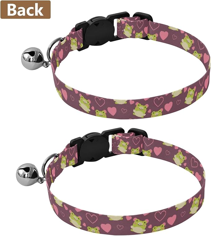 Dog Collar Cute Frogs Hearts Purple Pattern Soft Dog Collars Puppy Collar Adjustable Cat Pet Collar for Dogs Cats Pets Supplies 2 Pack
