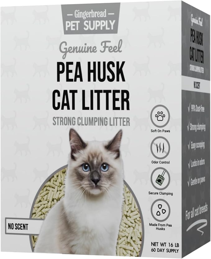 Premium Pea Husk Scented Cat Litter for Happy and Healthy Cats. (15 lbs)(Natural/Unscented)