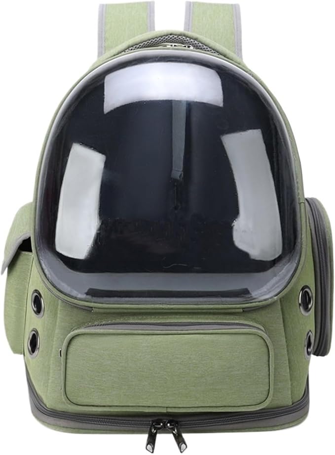 Pet Bag Outdoor Travel Backpack，Compatible for Small Breathable Carrying Supplies Transparent(Green)