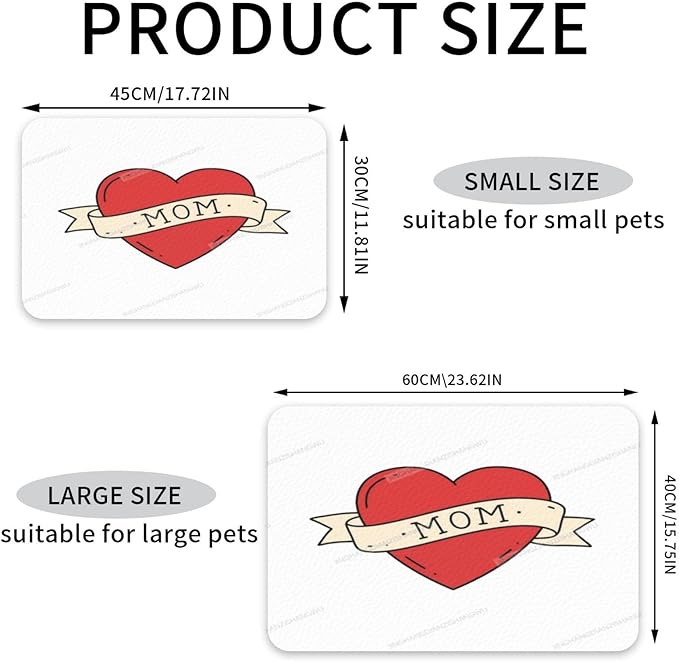 Non Slip Mat for Dog Pet Cat Dog Food Mats Happy Mother's Day Floral Gift for Mom Kc Water Bowl Mat Quick Dry Absorbent Cat Feeding Mats 24x16In