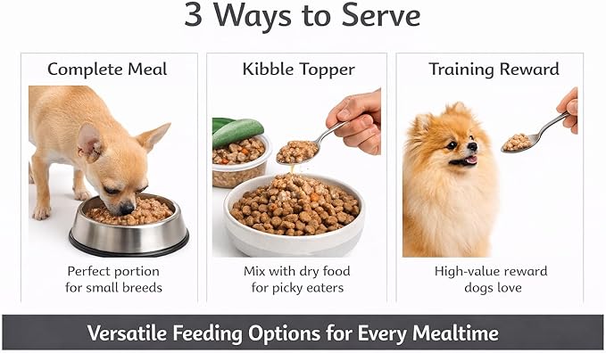 Grain Free Wet Dog Food Small Breed Variety Pack - Cuts and Minced in Gravy Chicken Beef Lamb Soft Dog Food for Small Dogs - Sensitive Stomach Meal Topper Picky Eaters - 84oz (24 x 3.5oz Cups)
