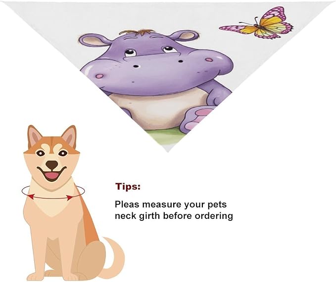 Dog Bandana Spring Pet Scarf Adjustable Triangle Butterfly and Hippo Printing Dog Bib Washable Polyester Puppy Bandana for Small Medium Large Dogs Cat Birthday Party Supplies