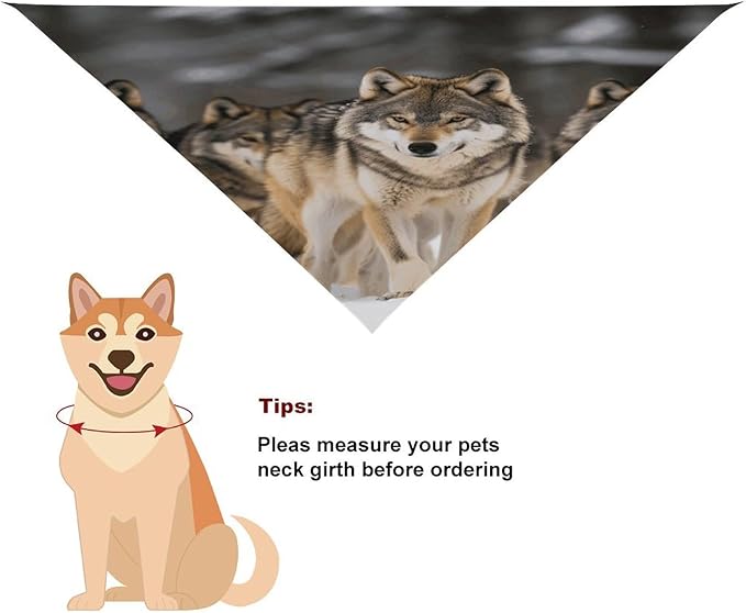 Dog Bandana Spring Pet Scarf Adjustable Triangle Pack of Wolves Printing Dog Bib Washable Polyester Puppy Bandana for Small Medium Large Dogs Cat Birthday Party Supplies