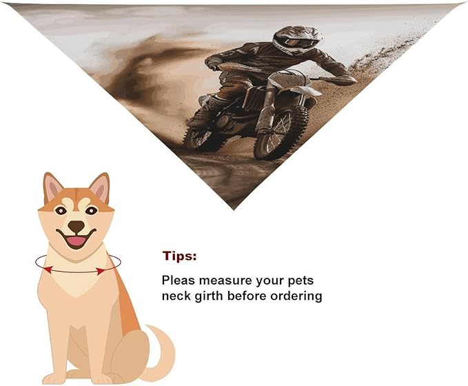 Dog Bandana Spring Pet Scarf Adjustable Triangle Motocross Printing Dog Bib Washable Polyester Puppy Bandana for Small Medium Large Dogs Cat Birthday Party Supplies